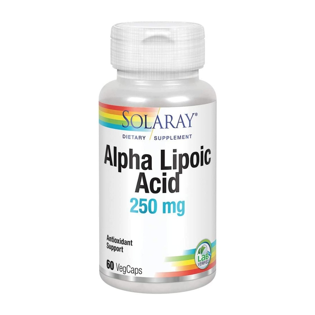 SOLARAY Alpha Lipoic Acid 250 mg - 60 VegCaps - Gesunde Antioxidante Aktivität und Energieunterstützung - Non-GMO & Vegan