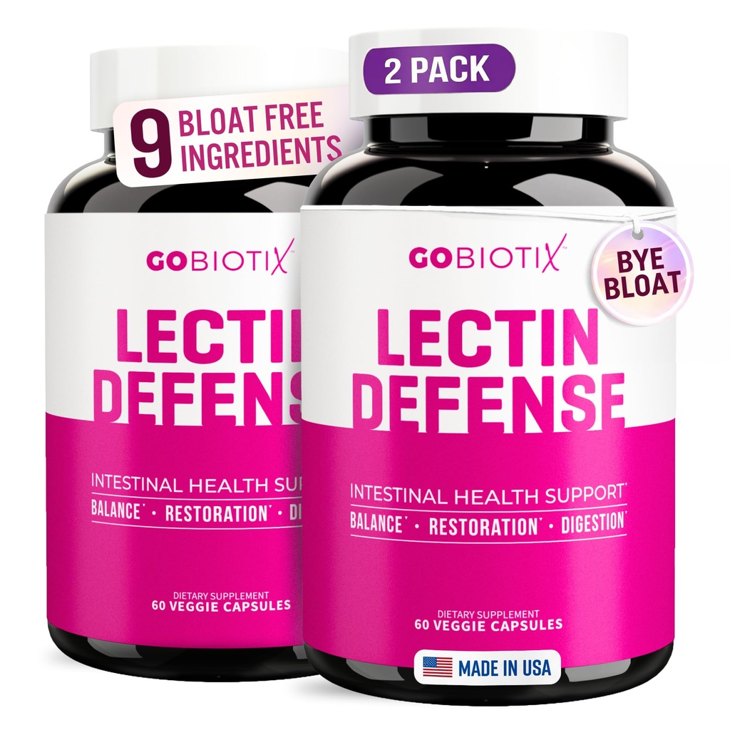 GOBIOTIX Lectin Defense - Lectin Blocker Supplement für Leaky Gut mit MSM und Verdauungsenzymen - Aids intestinal Health for Women and Men - Non-GMO + Gluten Free - 60 Kapseln (2)
