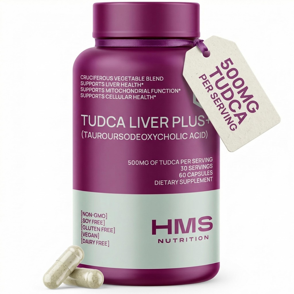 TUDCA Leber Plus +, Leberunterstützungsergänzung für die Leberreinigung mit Mariendistelkernextrakt, Vitamin B12, Folat, Tudca Gallensalzergänzung (Tauroursodeoxycholsäure), 60 Kapseln, 1 Monat Versorgung