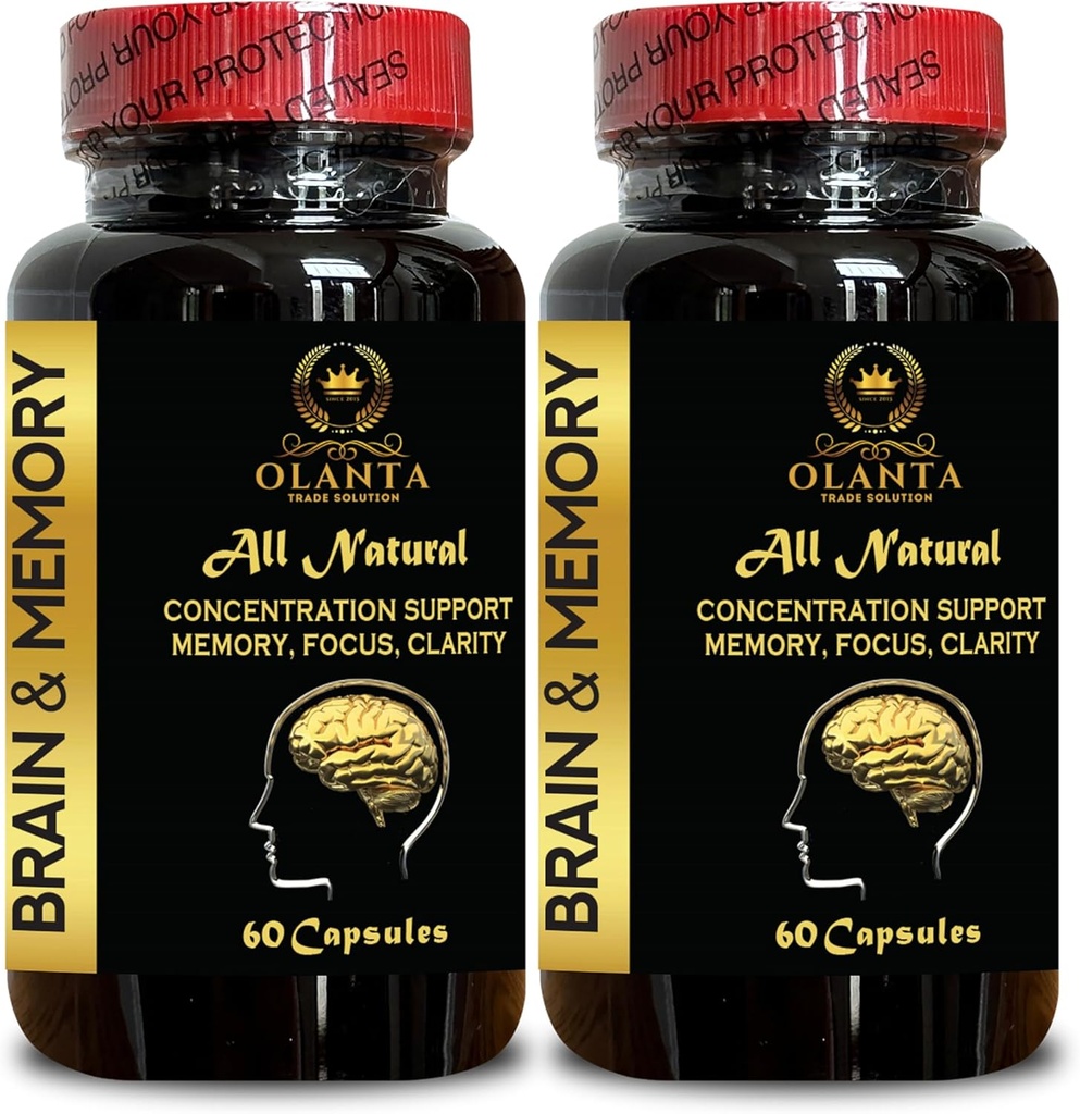 Speicher Pillen für Gehirn - Brain Booster Ergänzung für Fokus, Gedächtnis, Klarheit, Konzentration und Lerngenauigkeit, Kognitive Funktion mit Ginkgo Biloba - 2 Flaschen 120 Kapseln