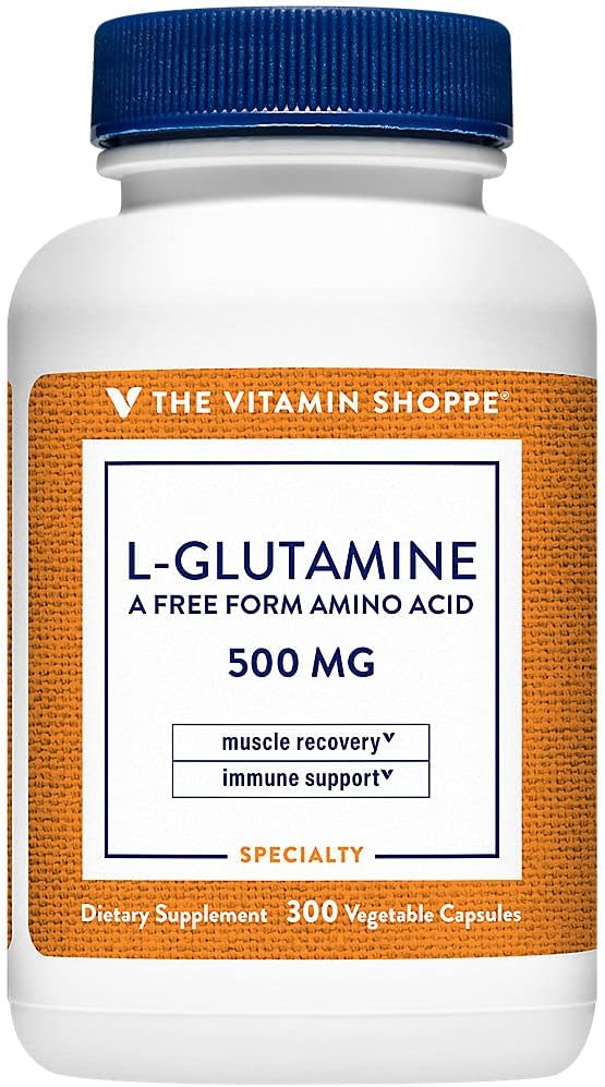 Der Vitamin Shoppe L-Glutamin 500MG, Eine freie Form Aminosäure, unterstützt Muskelrückgewinnung und Immungesundheit (300 Kapseln)