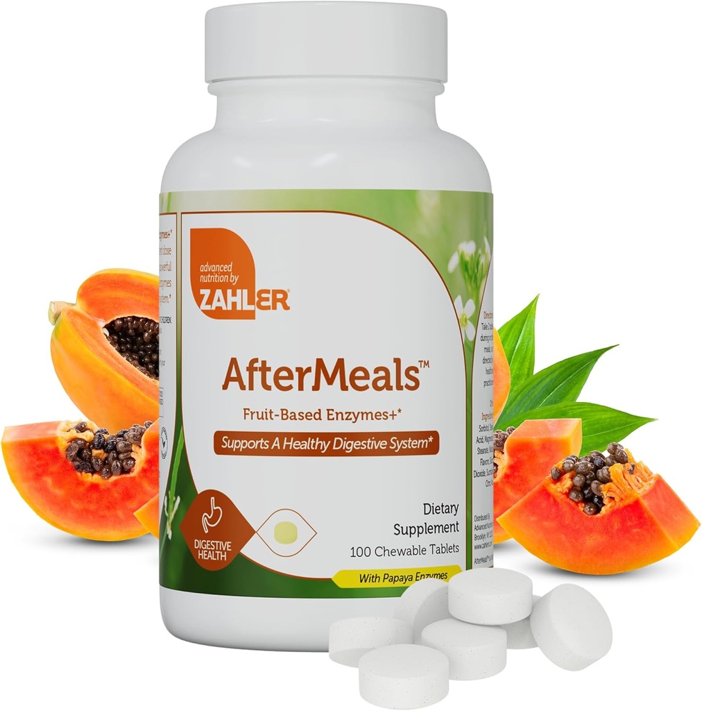 Zahler Aftermeals, Natural Antacid Chews, Papaya Enzyme Kautabletten, Verdauungshilfe-Ergänzung, Certified Kosher, 100 Kautabletten