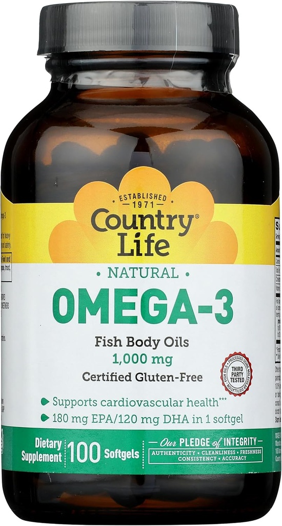 Country Life Omega 3 Fischöl 1000 Mg, 100 Ct