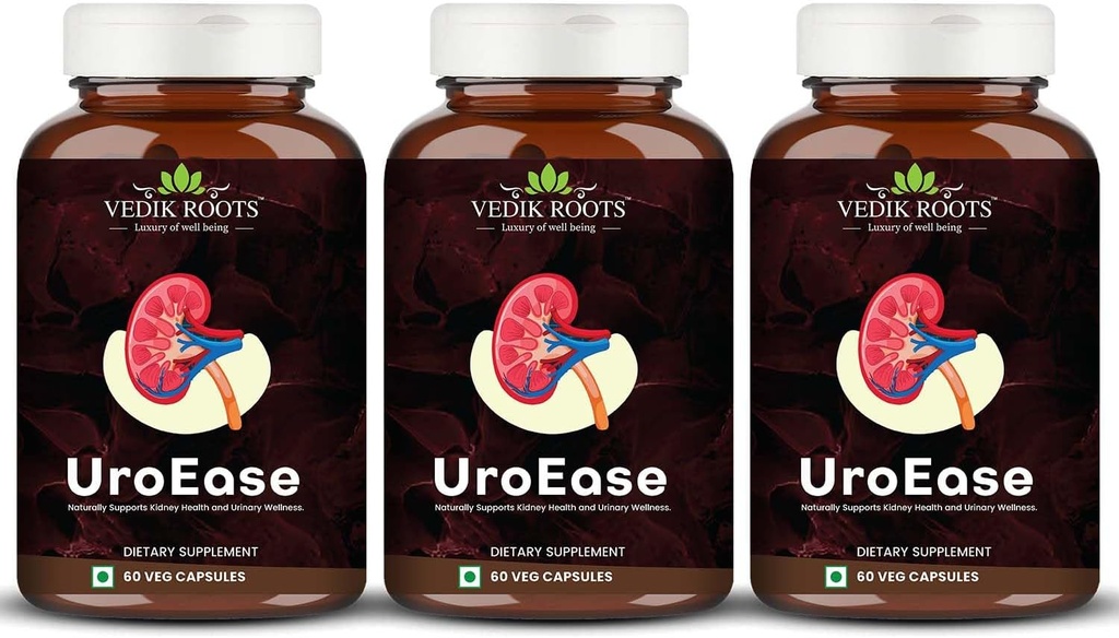 UroEase | Ayurvedic Kräuterergänzung für Nierengesundheit & Uric Acid Levels | Unterstützt Urinary Tract Health | 180 Veg Kapseln