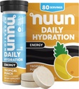Nuun Energy Electrolyte Tabletten mit Ginseng, Koffein aus Grüner Tee-Extrakt, Vitamin B12, B6, B5, Magnesium & 4 Andere Elektrolyte, Gluten Free & Vegan, Tropical Punch, 8 Pack (80 Portionen insgesamt)