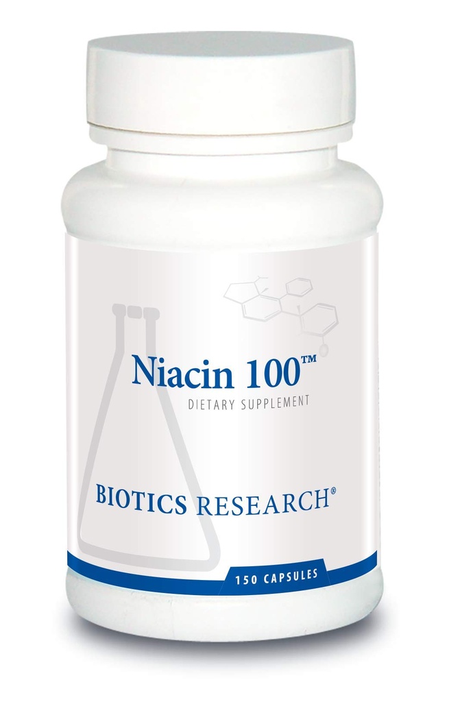 Biotics Research Niacin 100, 100 Milligramm Niacin, Vitamin B3, Cholesterin, HDL, LDL, Triglycerid, LP, Herz-Kreislauf-Gesundheit, 150 Kapseln