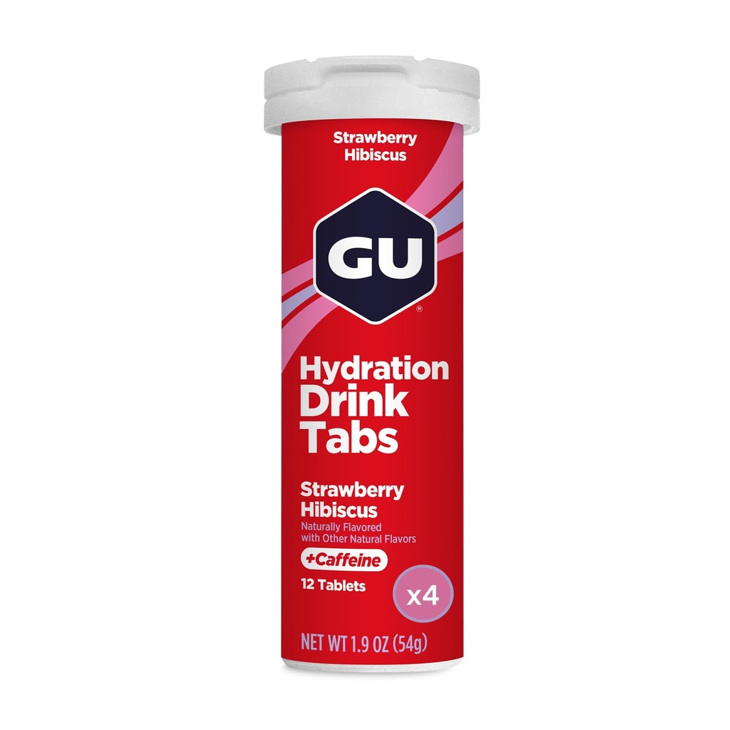 GU Hydratation énergétique Comprimés de boissons électrolytiques, 4-Comte(48 portions), Hibiscus fraise