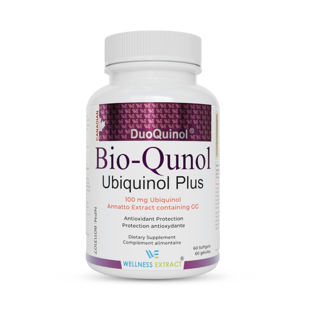 BIEN-ÊTRE EXTRACT BioQuinol Ubiquinol (CoQ10) avec Geranylgeraniol – Maître Antioxydant pour la santé cardiaque, Énergie Cellulaire 150mg 60 Softgels