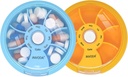 INVODA Weekly Pill Organizer 7 Compartiment Pill Box rotative pour les médicaments quotidiens et les vitamines - Portable Travel Pill Case Suppléments huile de poisson Vitamines Organizer (Blue+Orange)