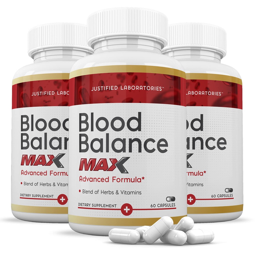 Justified Laboratories (3 Pack Blood Balance Max 1295MG Formel Ergänzung Pillen 180 Kapseln