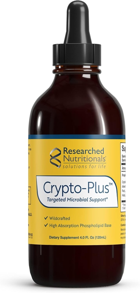 Researched Nutritionals Crypto-Plus - Targeted Microbial & Immune Support Formula with Red Root, Black Walnut Extract and Phospholipid Delivery for Maximum Nutrient Absorption (4 Fl Oz)