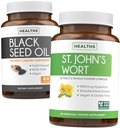 Black Seed Oil & St. John's Wort (1-Monats-Versorgung) Serene Blend Bundle of Black Seed Oil (60 Kapseln) Kaltgepresste Nigella Sativa & St. John's Wort (60 Kapseln) mit Powerful 900mcg Hypericin