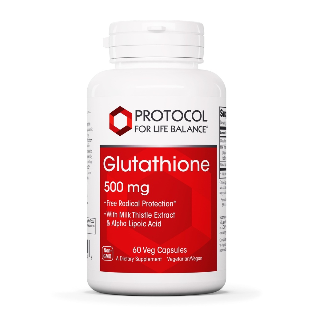 PROTOKOLL FÜR LIFE BALANCE Glutathion 500mg - Milchdistel und Alpha-Liposäure - 60 Veg Caps