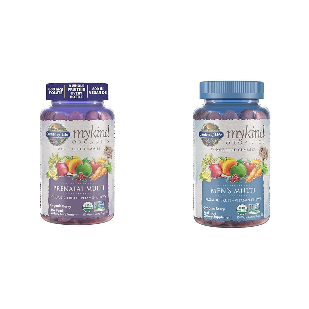 Garten des Lebens Bios Pränatale Gummis Multivitamin mit Vitamin D3, B6, B12 & Bios Herren Gummy Vitamine Multi Berry, 120 Zähler