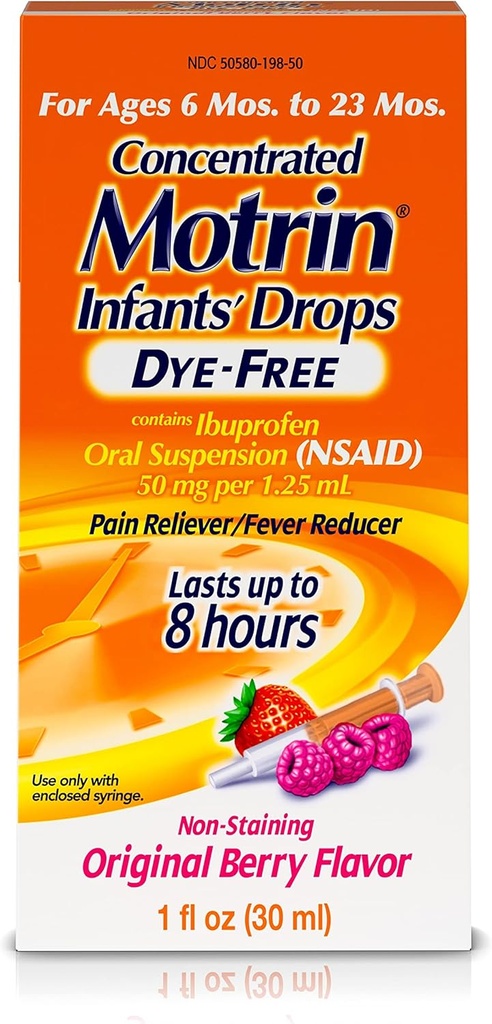 Motrin Infants Konzentrierte flüssige Medizin Tropfen mit Ibuprofen, Berry, 1 fl. oz