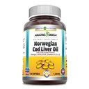 Amazing Omega Norwegian Cod Liver Oil 1250 Mg Softgels Supplement: Omega-3, EPA, DHA, Vitamine A, Vitamine D & Vitamine E (Lemon)