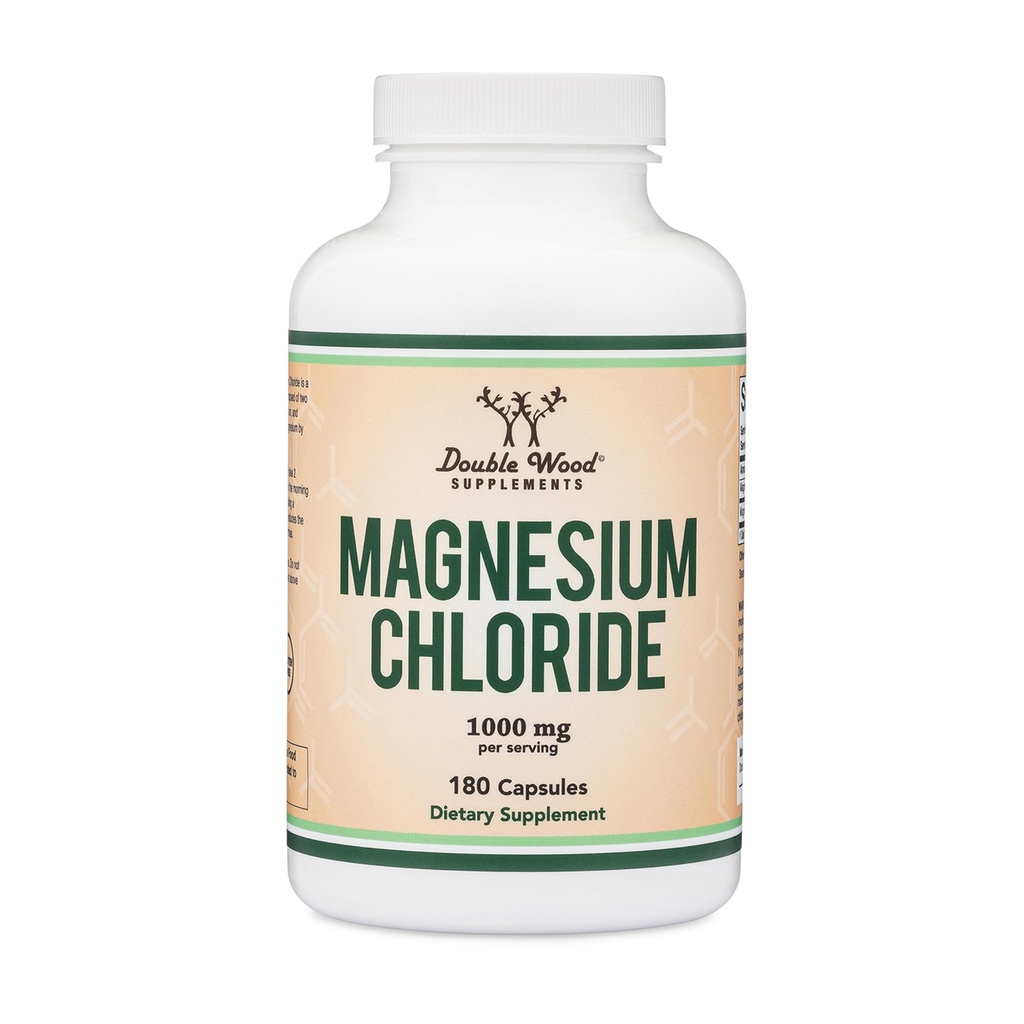 Magnesium Chloride (Cloruro De Magnesio) - 180 Kapseln, 1000 mg pro Servieren, unterstützt Verdauungs- und Knochengesundheit - Non-GMO und Gluten frei von Doppel-Holz-Ergänzungen