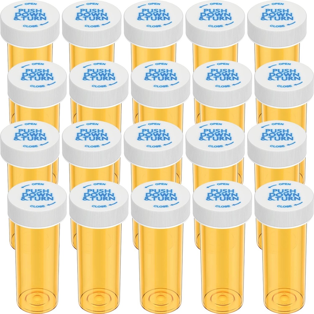Bouteilles de pilules en plastique vide avec bouchons résistants aux enfants, 6 petits contenants de médicaments d'ordonnance Dram