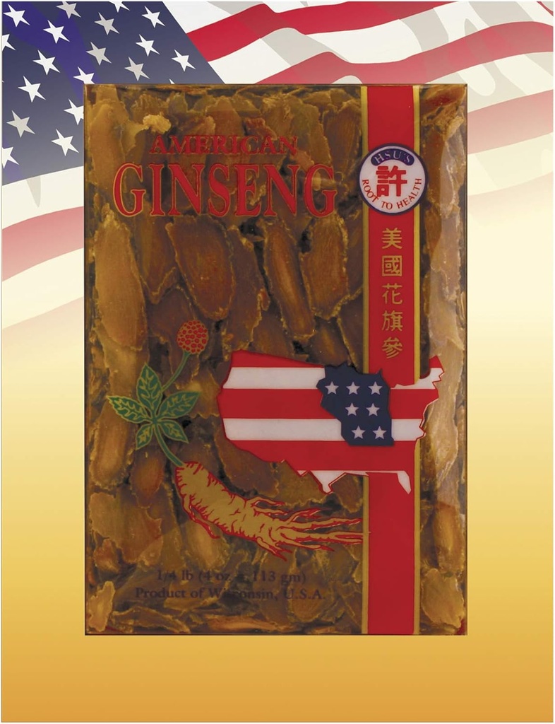 HSU’s Ginseng SKU 0146-4 | American Red Slices | Cultivated Five Years Red American Ginseng | 许 distribu参ected 西 4 oz Box, 😉