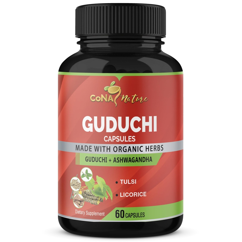 Bio Giloy Guduchi Extrakt Kapseln & Ashwagandha, Licorice, Heilige Basilikum | Immune Booster