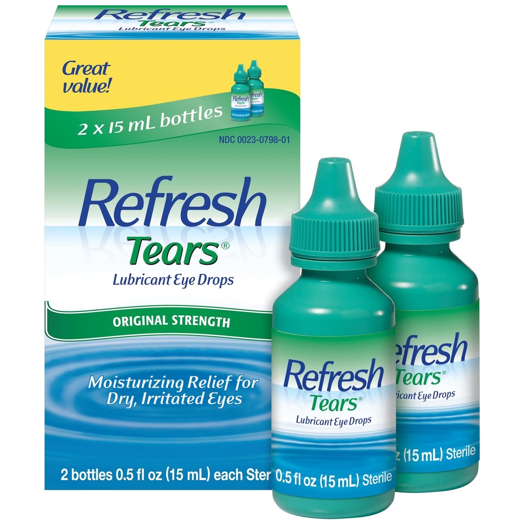 Larmes fraîches, gouttes oculaires lubrifiantes, 2 bouteilles .5 fl oz (15 ml)