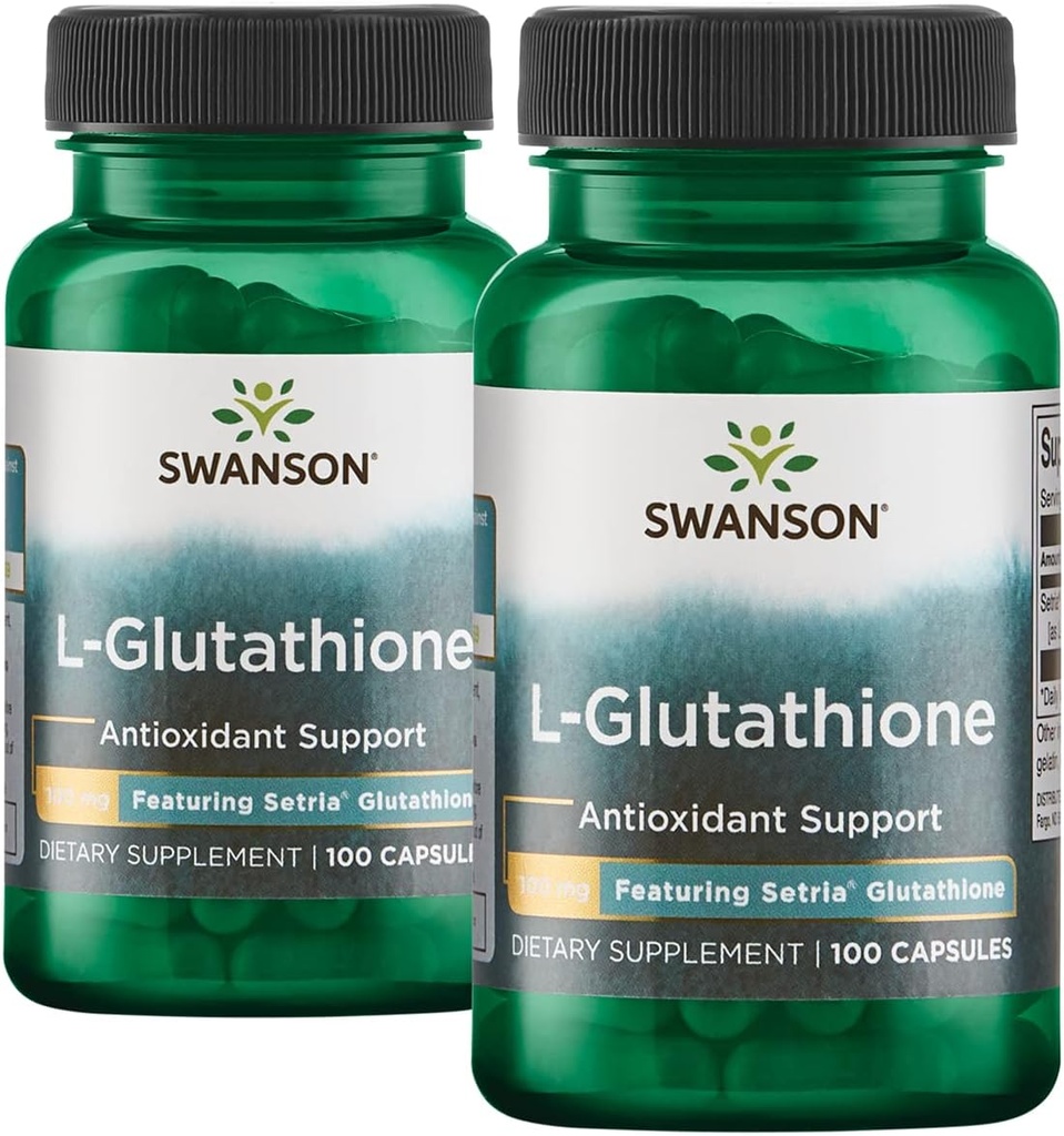 Swanson Aminosäure L-Glutathione 100 Milligramme 200 Kapseln 2 Flaschen
