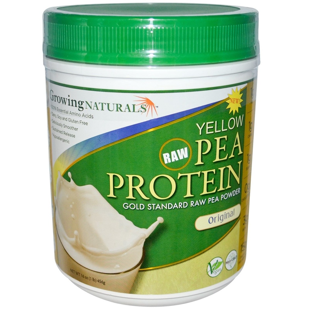 Grow Naturals - Raw Yellow Pea Protein Original - 16 Unzen.