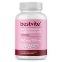 BESTVITE Acetyl L-Carnitin 500mg & Alpha Lipsäure 200mg pro Kapsel mit Biotin (120 vegetarische Kapseln) - No Stearates - Vegan - Non GMO - Glutenfrei