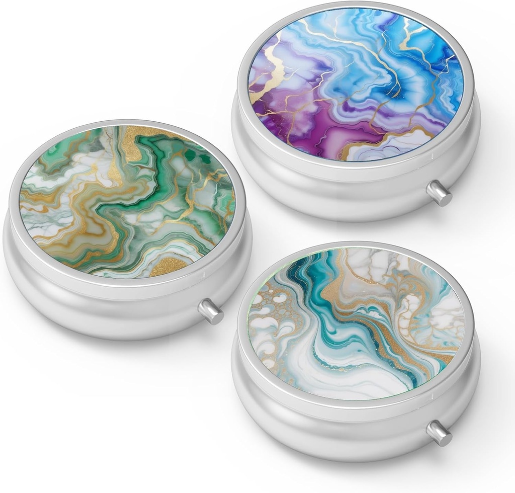Pill Box 3 Compartiment petit cas de pilule, Portable pour la poche ou la pilule de chasse Organisateur porte-conteneur de pilule pour tenir les vitamines, médicaments, huile de poisson et suppléments(3PCS)