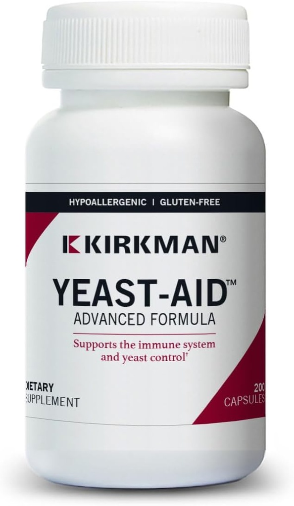 Kirkman - Yeast Aid Advanced Formula - 200 Kapseln - Unterstützt die Hefekontrolle - Immunsystemunterstützung - Allergiker