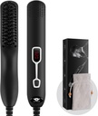 Bart Straightener Comb für Herren - Upgraded Professional Electric Mens Bart Richten Heated Brush Portable Anti-Scald 5 einstellbare Temperaturen & LCD Display mit Tragetasche