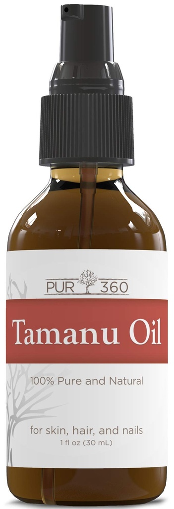 PUR360 Huile de Tamanu - Meilleur traitement pour le psoriasis, l'eczéma, la cicatrice d'acné, Rosacea - Relief pour la peau sèche, scalée, scalp et plus - pressé à froid – prouvé 100% pur