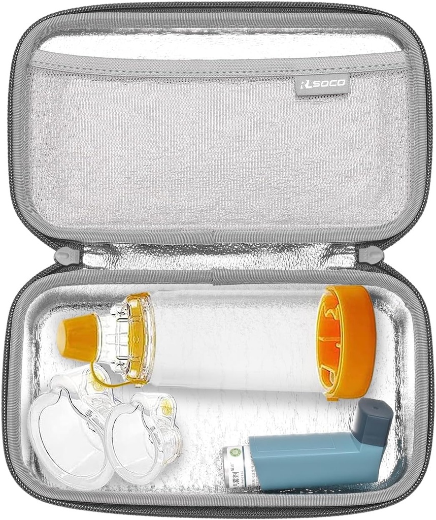 RLSOCO Carrying Case für Asthma Inhaler für Kinder und Erwachsene, Inhaler Spacer Travel Case für Gerät,Mask und andere Zubehör (Sache nur)