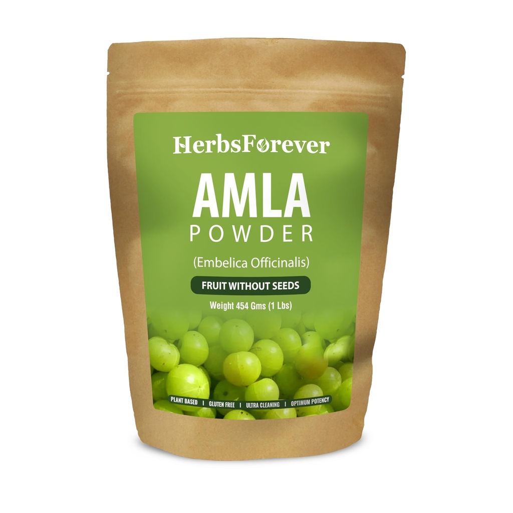 Herbsforever Amla Powder | Phyllanthus Emblica, Vitamin C & Antioxidantien, Unterstützt gesunde Immunität, Non-GMO, Vegan, 454 GMS | Natürliche Superfood für tägliche Wellness