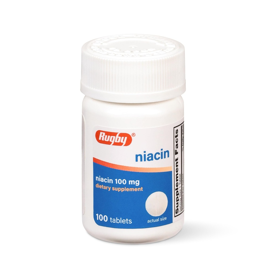 Rugby Niacin 100mg - Niacin Tabletten mit Calcium - Nahrungsergänzung - 100 Zähler