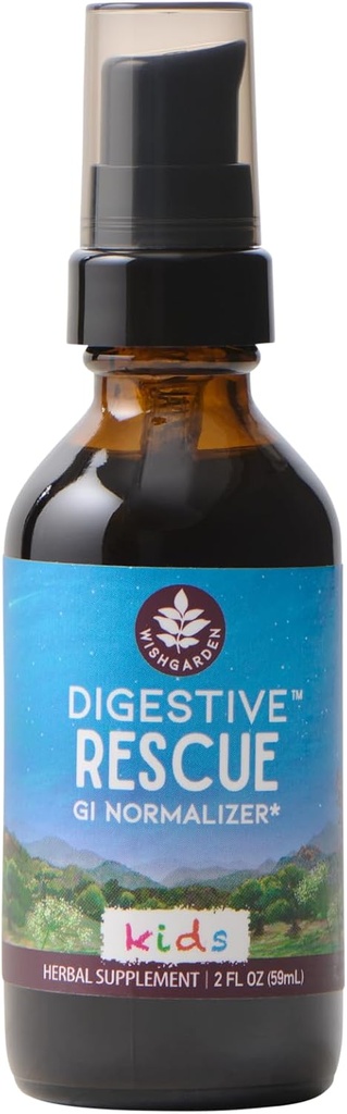 WishGarden Kräuter Digestive Rescue für Kinder - Pflanzenbasierte Kräuter und organische Verdauungshilfe Tinktur mit Pfefferminz Blatt, Ginger Root & Fennel Seed, schnell beruhigt Verdauungsstörungen, 2oz