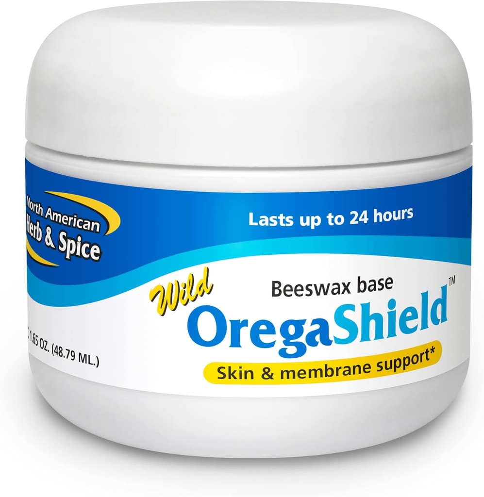 NORTH AMERICAN HERB & SPICE OregaShield - 2 oz - Support pour la peau et la membrane - Huiles d'épices sauvages dans une base de cire d'abeille - dure jusqu'à 24 heures - Non-OGM