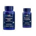 Life Extension Curcumin Elite Turmeric Extract & N-Acetyl-L-Cystein (NAC), Immun, Respirator, Lebergesundheit, NAC 600 mg, Potent Antioxidans Support, Free-radicals, Easy to Absorb, 60 Kapseln