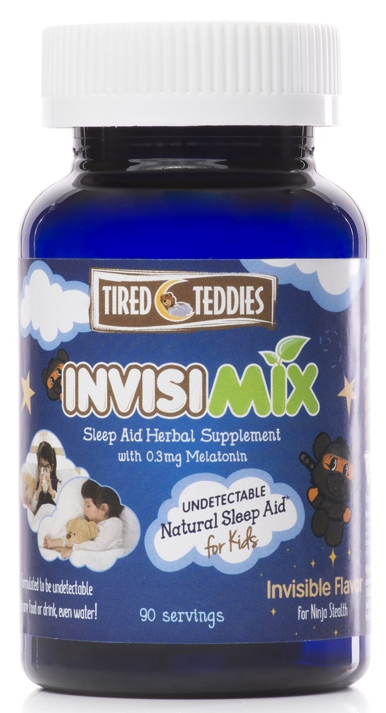 InvisiMix Mélatonine à faible dose 300 mcg - Sans goût Poudre sans texture Mélange liquide pour enfants 2+ ans, 90 portions