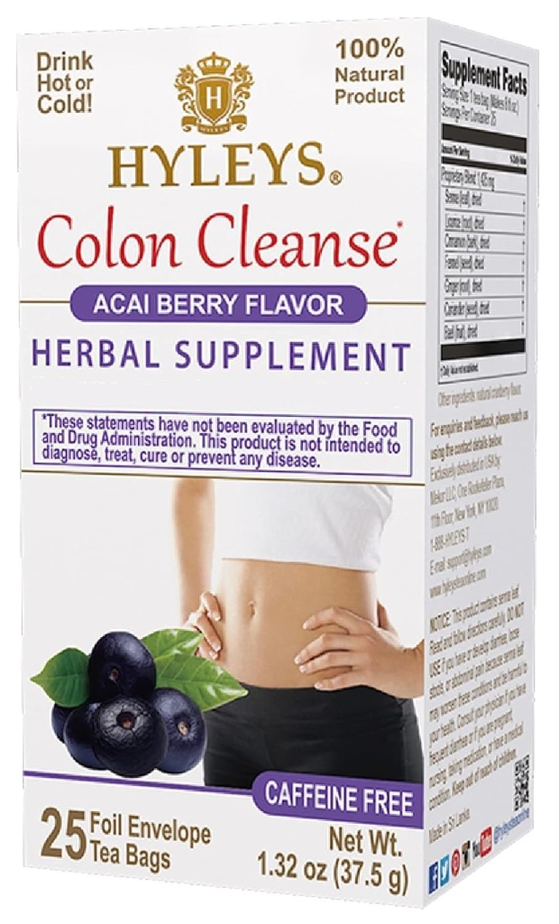 Hyleys Colon Cleanse Tee Acai Berry Flavor - 25 Teebeutel (1 Packung)