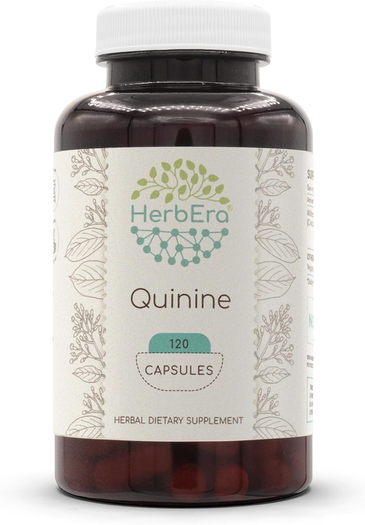 HerbEra Quinine 120 Kapseln, 1000 mg, Wildcrafted Quinine (Cinchona officinalis) Getrocknete Rinde (120 Kapseln)