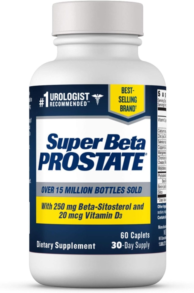 SUPER BETA PROSTATE Support Supplement für Männer Gesundheit - Reduzieren Sie Badausflüge, fördern Sie Schlaf, bessere Blasen Leeren & Gesunde Prostata, Beta Sitosterol - 60 Count (Pack von 1)