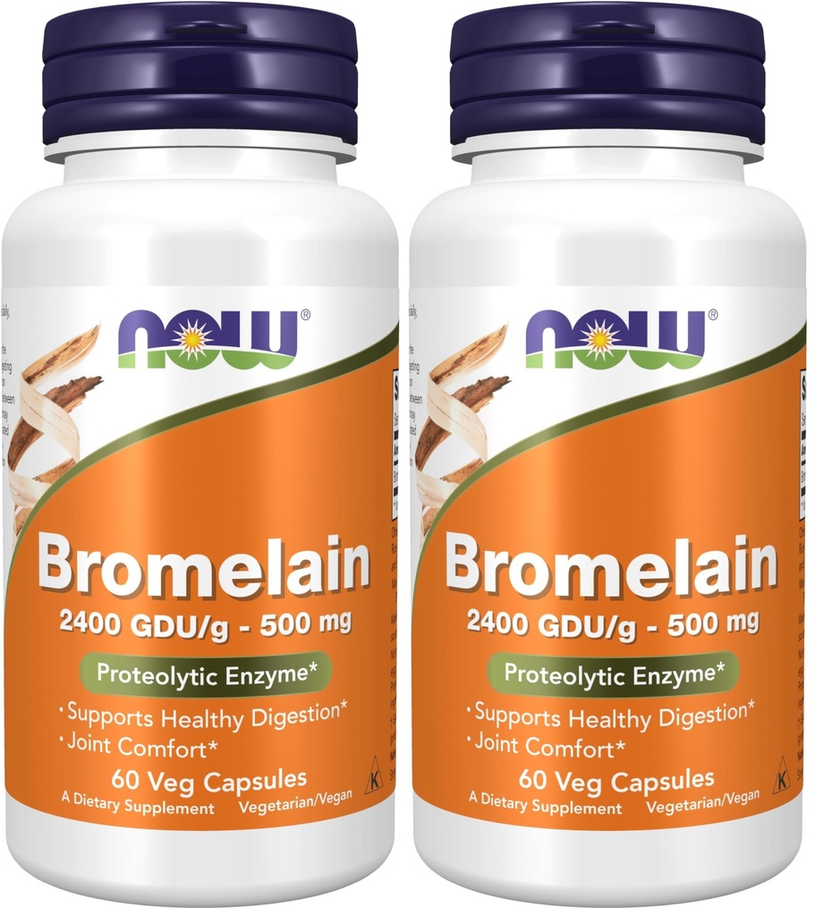 MAINTENANT Suppléments, Bromelain (enzyme protéolytique naturelle) 2 400 GDU/g - 500 mg, Enzyme protéolytique naturelle*, 60 gélules (paquet de 2)