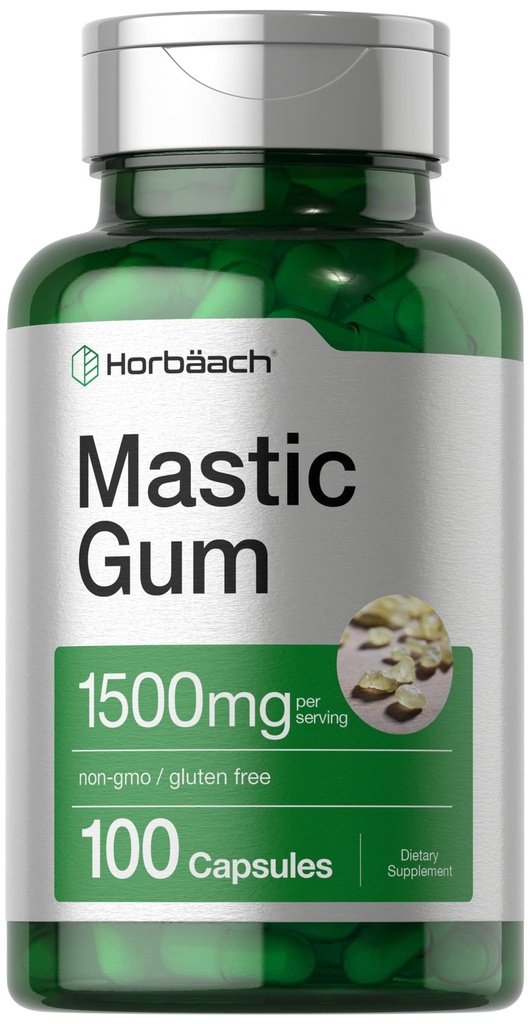 Horbäach Mastic Gum | 1500mg | 100 Kapseln | Non-GMO & Gluten Kostenlose Ergänzung