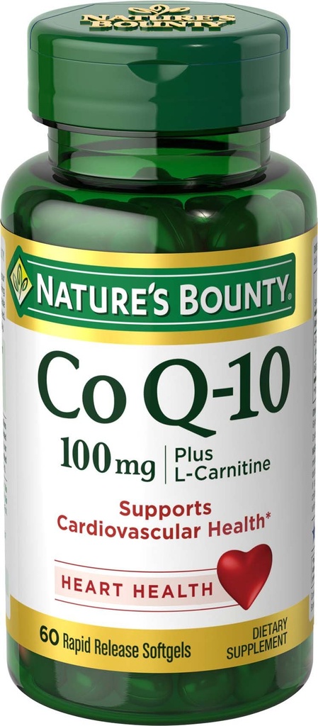 Nature's Bounty CoQ10, unterstützt Herzgesundheit, 100mg Plus L-Carnitin, 60 Softgels