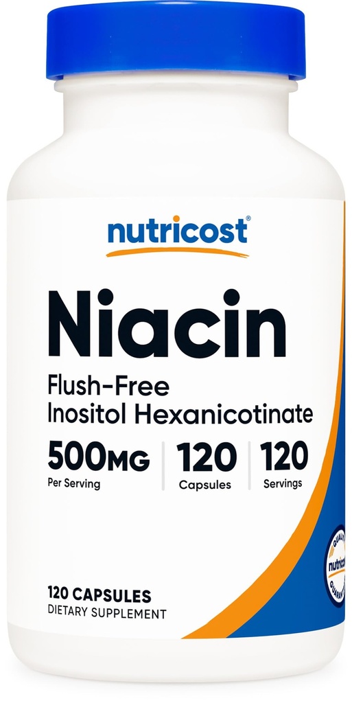 Nutricost Niacin (Flush-Free) Inositol Hexanicotinat 500mg, 120 Kapseln, Vitamin B3