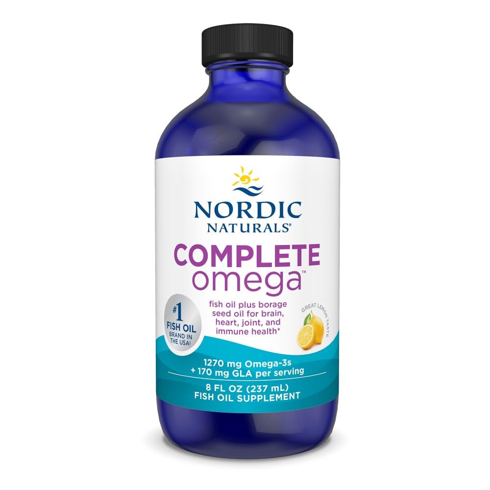 Nordic Naturals Complete Omega, Lemon Flavor - 8 oz - 1270 mg Omega-3 - EPA & DHA mit Hinzugefügt GLA - Gesunde Haut, Kognition, Positive Stimmung - Non-GMO - 48 Servietten