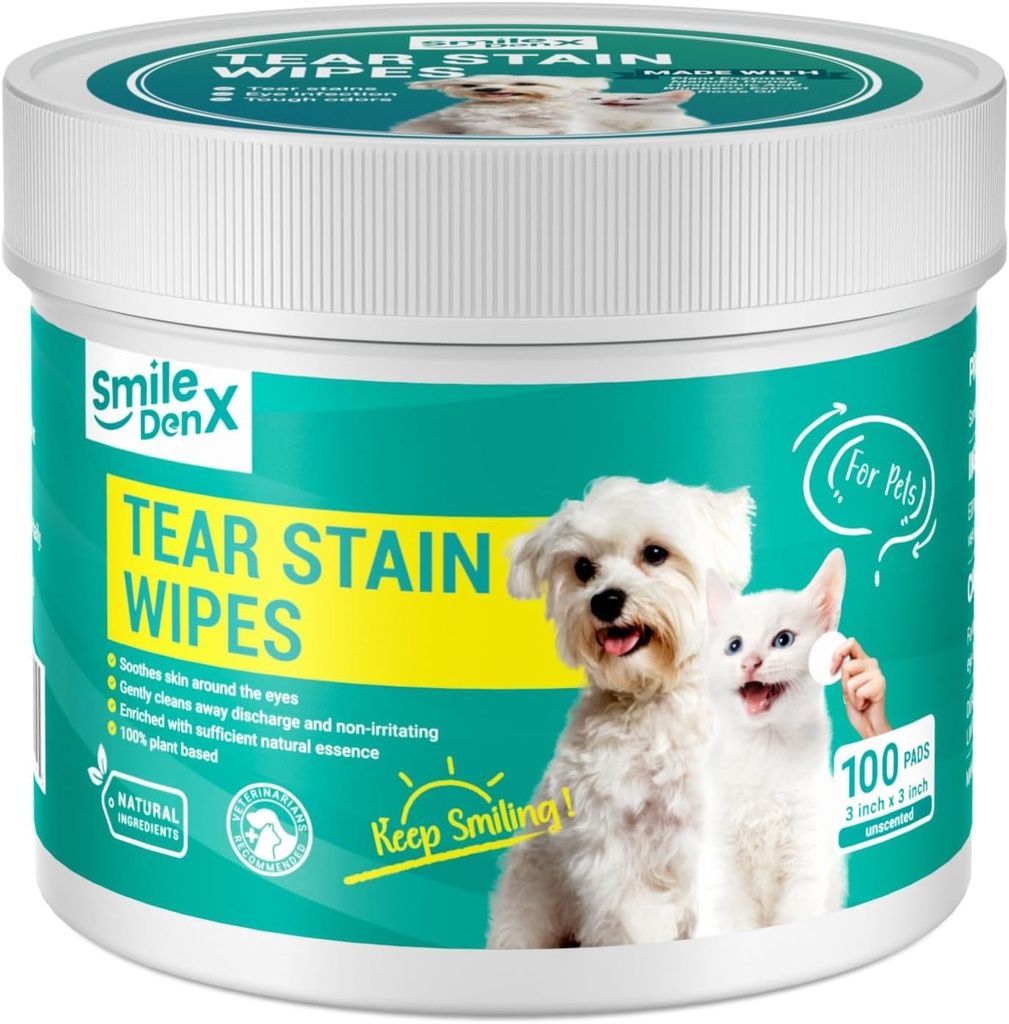 Dog Eye Wipes, Gentle Eye Wipes für Hunde & Katzen, Pet Eye Cleaner Wash Entfernt Entladung, Kruste, Debris und Gunk (100, Unscent)