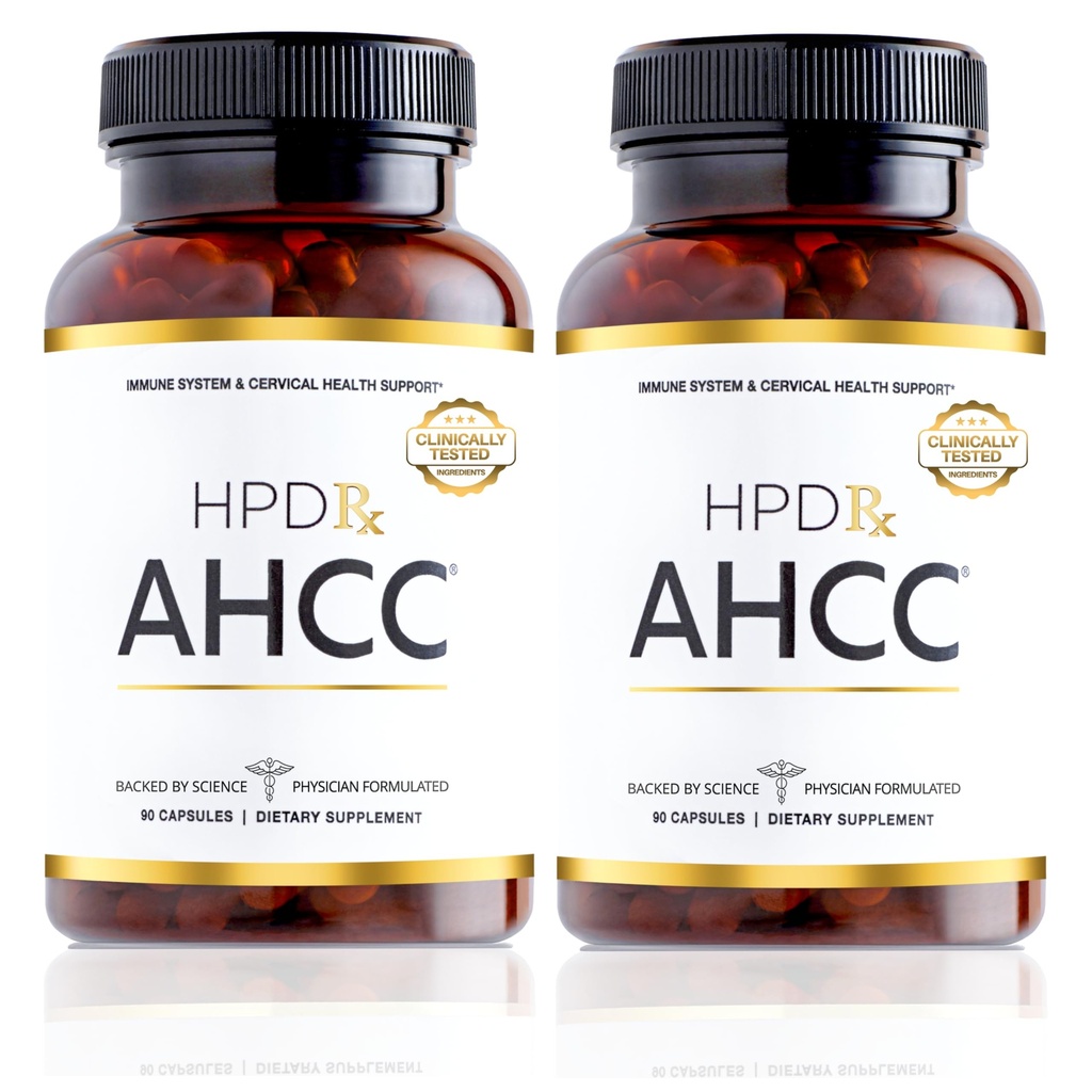 HPD Rx Premium AHCC & Shiitake Mushroom 1100 mg pro Servierergänzung, Natürliche Immunität Booster, Enthält natürliche Killer-Zellaktivität | AHCC ist in 30+ Studien nachgewiesen | 60-Tage-Versorgung, 2-Pack