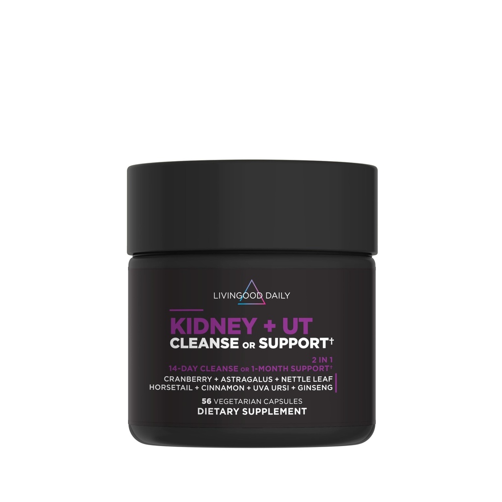 Livingood Daily Kidney Cleanse & Urinary Tract Support Supplement für Damen und Herren, 14-Day Detox oder 28-Day Wellness Routine mit Cranberry, Nettle Leaf, Astragalus & Cinnamon, Gluten Free, 56 Kapseln